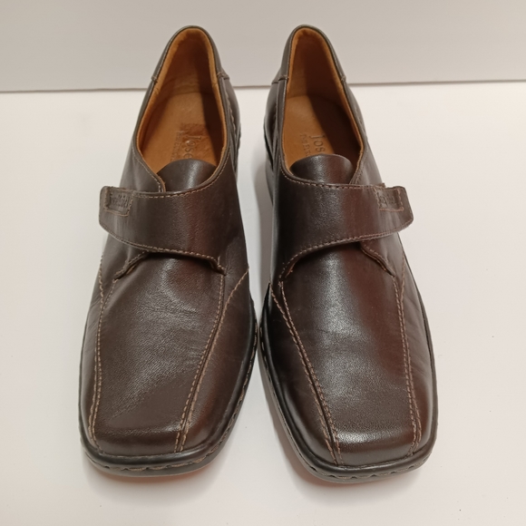 JOSEF SEIBEL Leather Monk Strap w/ Hook & Loop Square Toe Chunky Heel - Picture 2 of 13